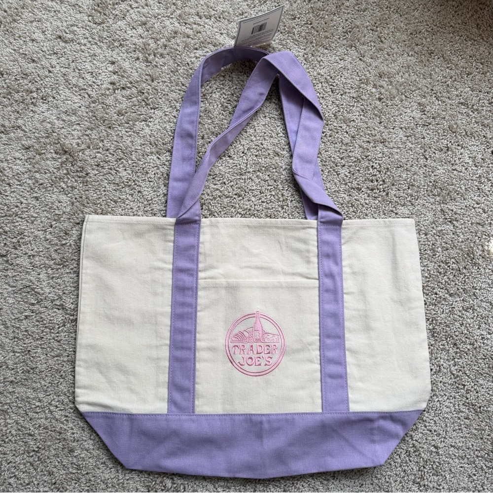 NWT Trader Joe’s Large Lavender Canvas Tote Bag - Spring 2026 Limited Edition